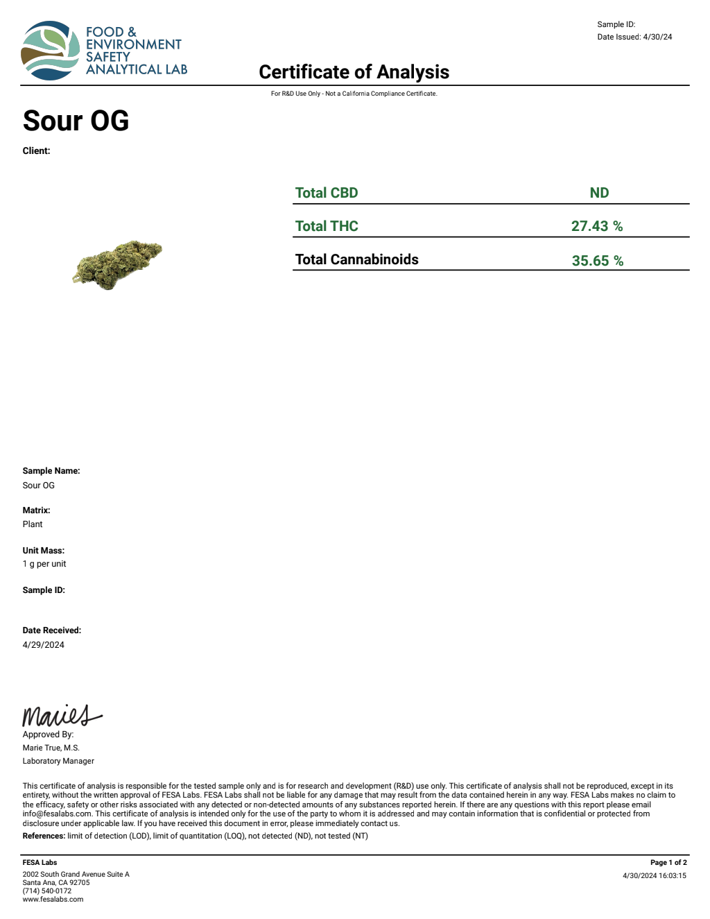 Sour OG — wholesale hybrid flower