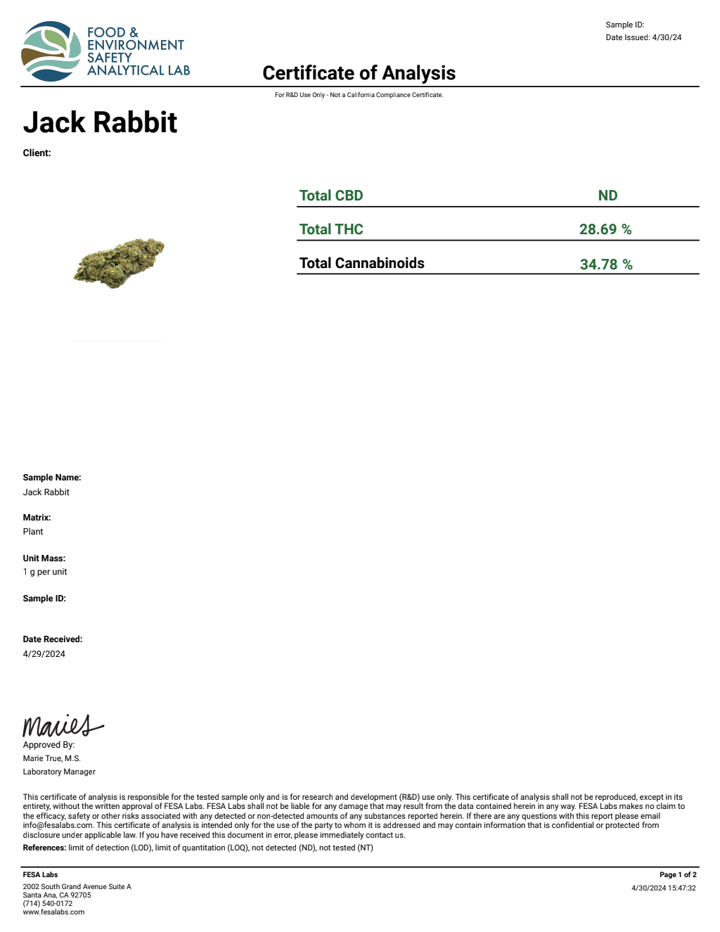 Jack Rabbit — wholesale sativa flower