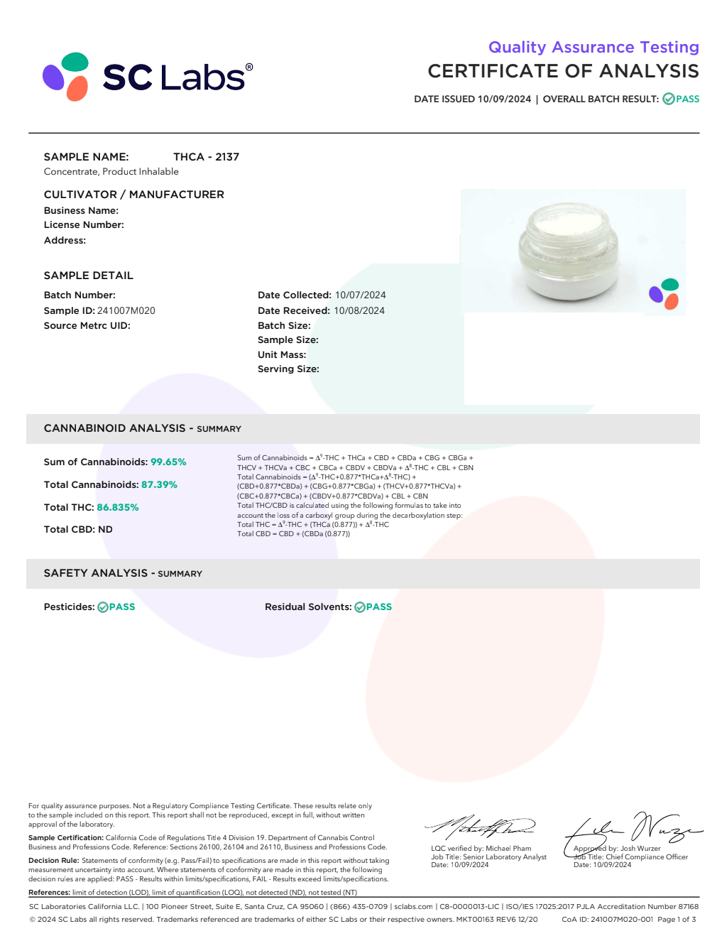 THCA ISOLATE — wholesale hybrid concentrate